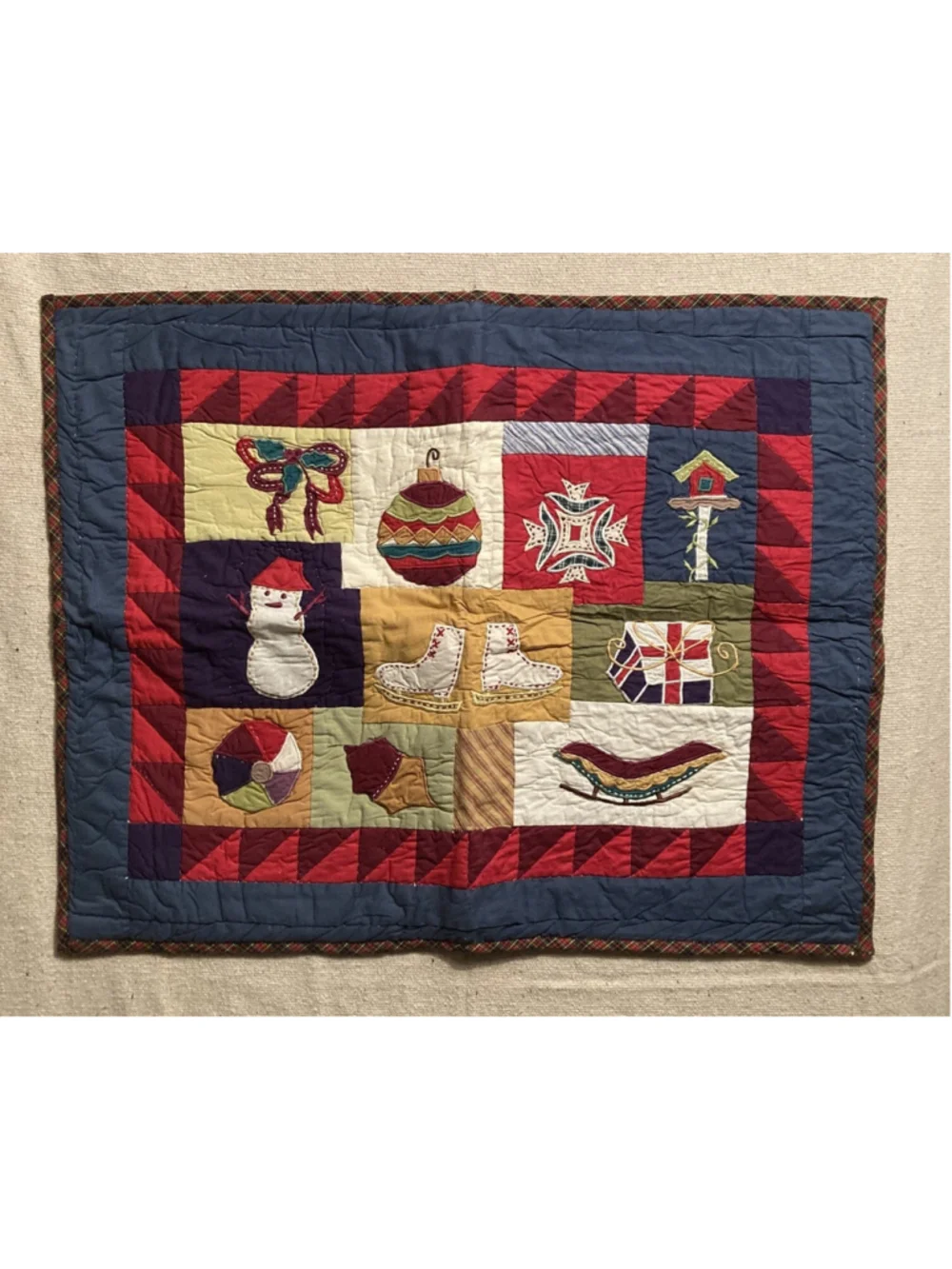Pottery Barn Holiday Christmas Collectors Quilted Standard Pillow Sham Patchwork